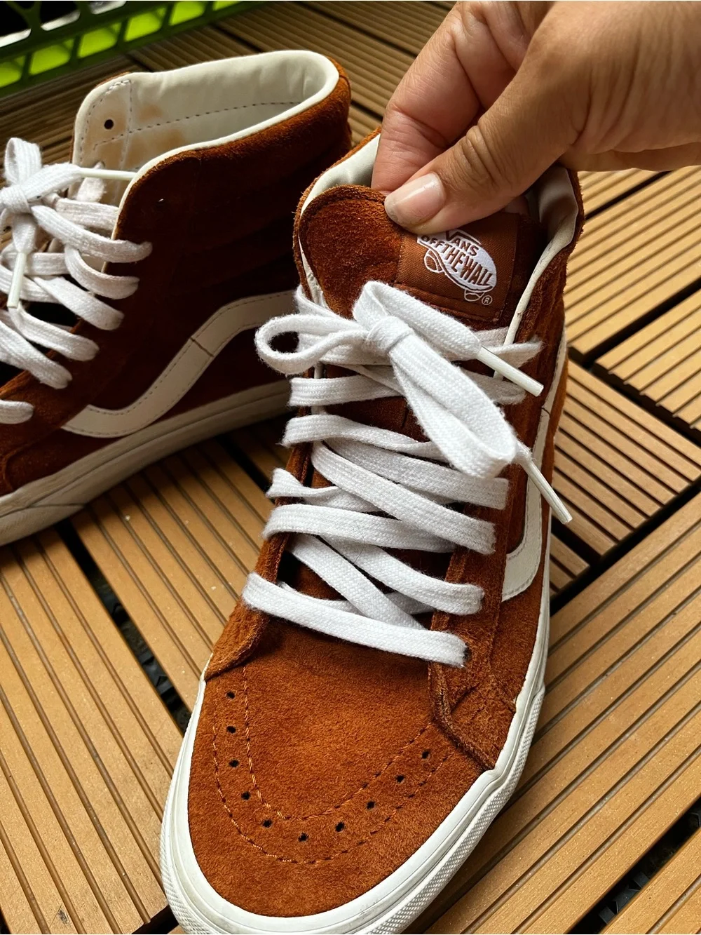 Vans Brown Suede Hi-Skate High-Top  Sneakers in Brown/White